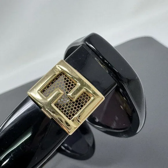 Fendi FS 173 Ebony Oval Black Vintage Side Gold Mesh Sunglasses Frame Only
